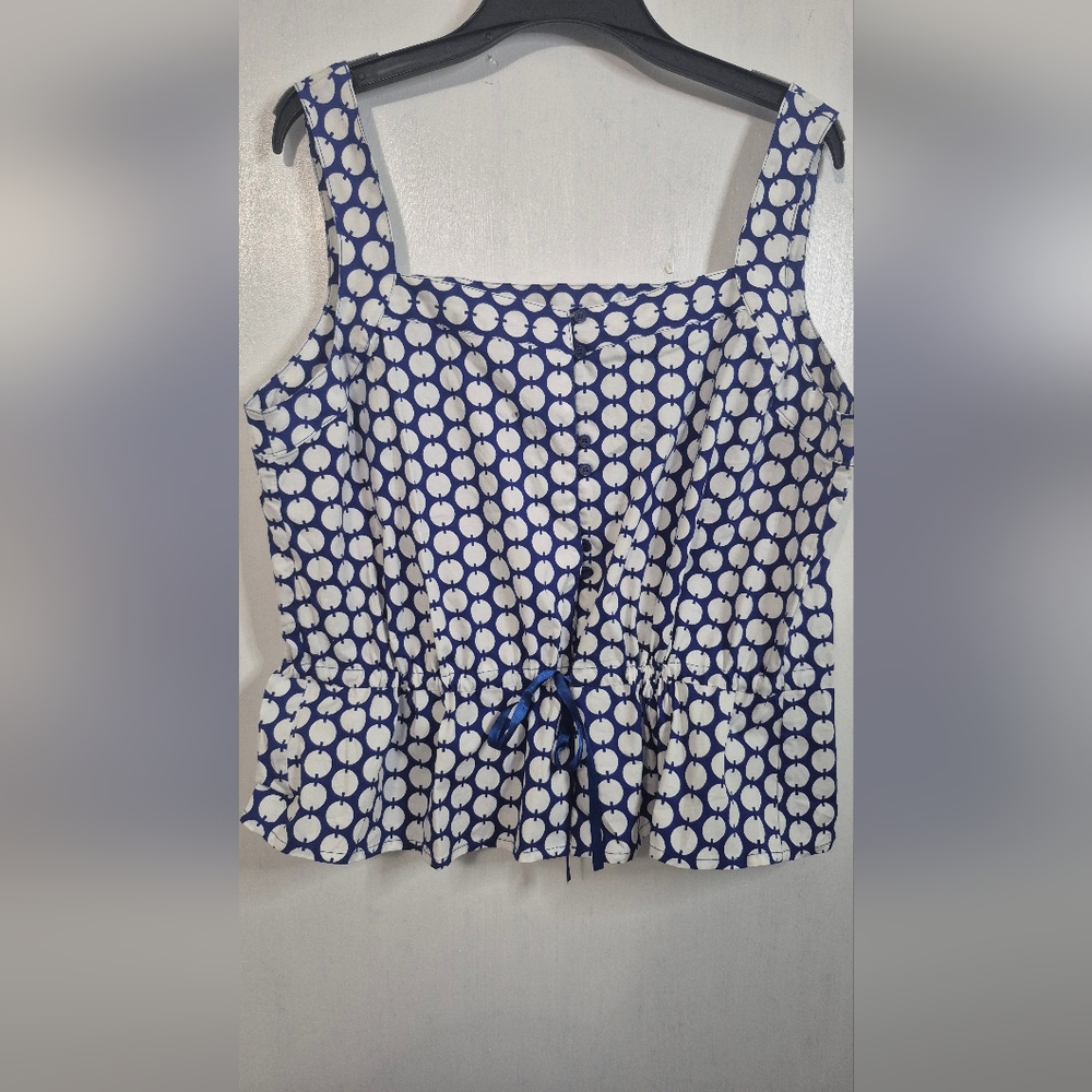 Hester & Orchard Blue and White Patterned Women's Top Size XL